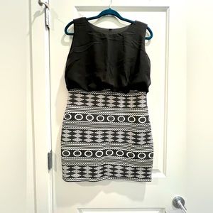 Sleeveless Mini Dress with Print Skirt